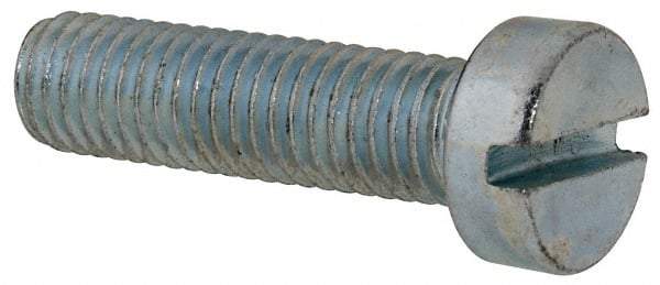 Value Collection - M8x1.25, 30mm Length Under Head Slotted Drive Machine Screw - Cheese Head, Grade 4.8 Steel, Zinc-Plated Finish, Without Washer - USA Tool & Supply