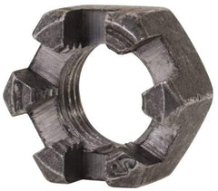 Value Collection - 3/8-24 UNF Grade 2 Steel Slotted Locknut - 9/16" Width Across Flats, 21/64" High, Uncoated - USA Tool & Supply