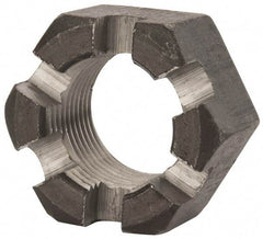 Value Collection - 1-1/8 - 12 UNF Grade 2 Steel Slotted Locknut - 1-11/16" Width Across Flats, 31/32" High, Uncoated - USA Tool & Supply