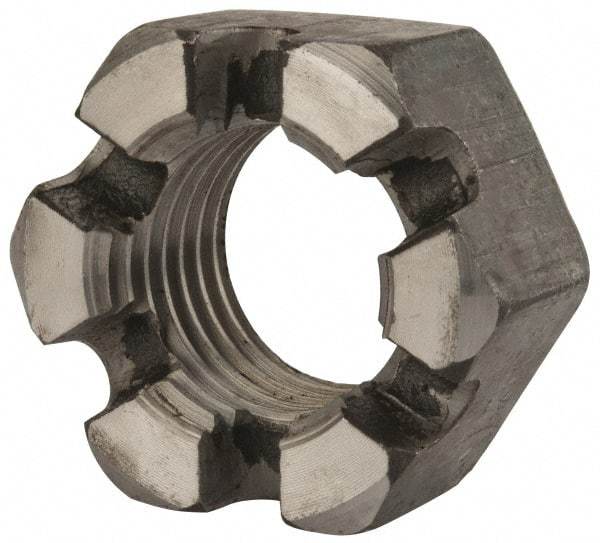 Value Collection - 2 - 4-1/2 UNC Grade 2 Steel Slotted Locknut - 3" Width Across Flats, 1-23/32" High, Uncoated - USA Tool & Supply