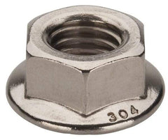 Value Collection - 1/2-13, 1.031" Flange Diam, Serrated Flange Nut - Grade 18-8 Stainless Steel, Uncoated Finish, 0.458" Flange Height - USA Tool & Supply