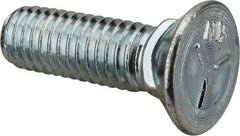 Value Collection - 3/8-16 UNC, 1-1/4" OAL, Steel Plow Bolt - Zinc-Plated Finish, Grade 5 - USA Tool & Supply