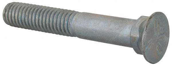 Value Collection - 3/8-16 UNC, 2-1/2" OAL, Steel Plow Bolt - Zinc-Plated Finish, Grade 5 - USA Tool & Supply