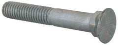 Value Collection - 3/8-16 UNC, 2-1/2" OAL, Steel Plow Bolt - Zinc-Plated Finish, Grade 5 - USA Tool & Supply