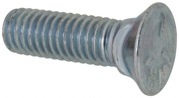 Value Collection - 7/16-14 UNC, 1-1/2" OAL, Steel Plow Bolt - Zinc-Plated Finish, Grade 5 - USA Tool & Supply
