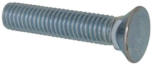 Value Collection - 7/16-14 UNC, 2-1/4" OAL, Steel Plow Bolt - Zinc-Plated Finish, Grade 5 - USA Tool & Supply