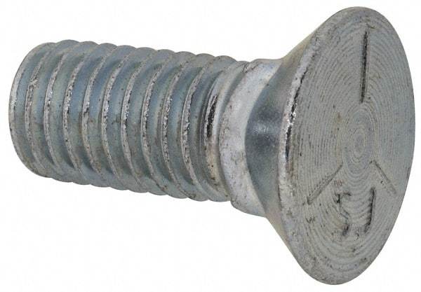Value Collection - 1/2-13 UNC, 1-1/4" OAL, Steel Plow Bolt - Zinc-Plated Finish, Grade 5 - USA Tool & Supply