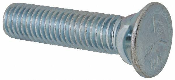 Value Collection - 1/2-13 UNC, 2-1/4" OAL, Steel Plow Bolt - Zinc-Plated Finish, Grade 5 - USA Tool & Supply