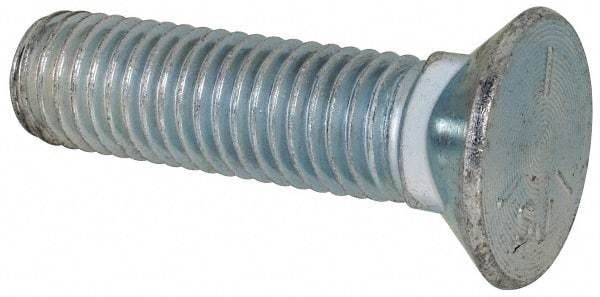 Value Collection - 5/8-11 UNC, 2-1/2" OAL, Steel Plow Bolt - Zinc-Plated Finish, Grade 5 - USA Tool & Supply