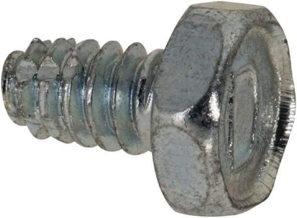 Value Collection - #6-32 UNC Thread, 1/4" Length Under Head, Hex Drive Steel Thread Cutting Screw - Hex Head, Grade 2, Point Type F, Zinc-Plated Finish - USA Tool & Supply