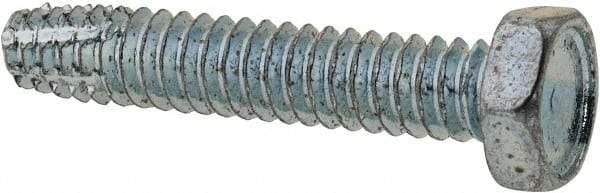 Value Collection - #10-24 UNC Thread, 1" Length Under Head, Hex Drive Steel Thread Cutting Screw - Hex Head, Grade 2, Point Type F, Zinc-Plated Finish - USA Tool & Supply