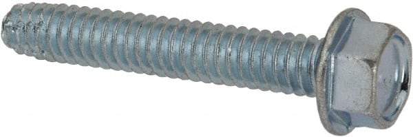 Value Collection - 1/4-20 UNC Thread, 1-1/2" Length Under Head, Hex Drive Steel Thread Cutting Screw - Hex Head, Grade 2, Point Type F, Zinc-Plated Finish - USA Tool & Supply