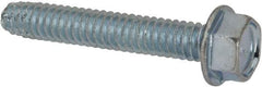 Value Collection - 1/4-20 UNC Thread, 1-1/2" Length Under Head, Hex Drive Steel Thread Cutting Screw - Hex Head, Grade 2, Point Type F, Zinc-Plated Finish - USA Tool & Supply
