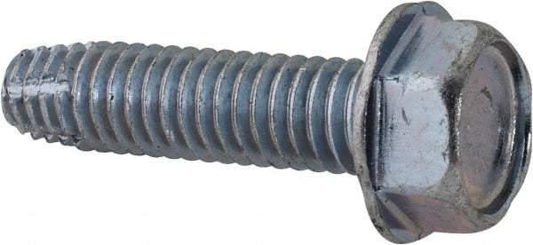 Value Collection - 5/16-18 UNC Thread, 1-1/4" Length Under Head, Hex Drive Steel Thread Cutting Screw - Hex Head, Grade 2, Point Type F, Zinc-Plated Finish - USA Tool & Supply