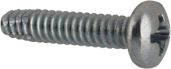 Value Collection - #6-32 UNC Thread, 5/8" Length Under Head, Phillips Drive Steel Thread Cutting Screw - Pan Head, Grade 2, Point Type F, Zinc-Plated Finish - USA Tool & Supply