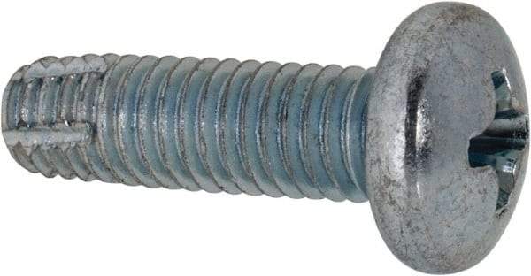 Value Collection - #10-32 UNF Thread, 5/8" Length Under Head, Phillips Drive Steel Thread Cutting Screw - Pan Head, Grade 2, Point Type F, Zinc-Plated Finish - USA Tool & Supply