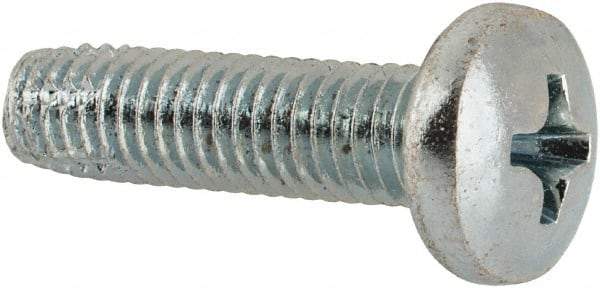 Value Collection - #10-32 UNF Thread, 3/4" Length Under Head, Phillips Drive Steel Thread Cutting Screw - Pan Head, Grade 2, Point Type F, Zinc-Plated Finish - USA Tool & Supply
