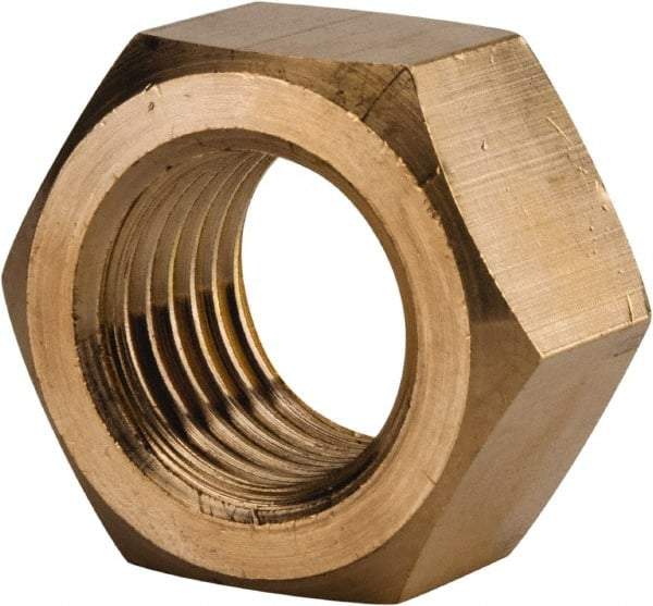Value Collection - 1-1/4 - 7 UNC Brass Right Hand Hex Nut - 1-7/8" Across Flats, 1-1/16" High, Brass Finish - USA Tool & Supply