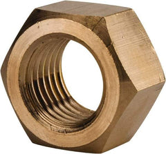 Value Collection - 1-1/4 - 7 UNC Brass Right Hand Hex Nut - 1-7/8" Across Flats, 1-1/16" High, Brass Finish - USA Tool & Supply