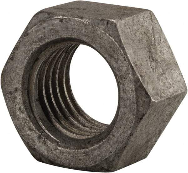 Value Collection - 1-1/8 - 7 UNC Steel Right Hand Hex Nut - 1-11/16" Across Flats, 31/32" High, Hot Dipped Galvanized Finish - USA Tool & Supply