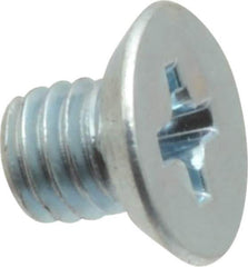 Value Collection - #10-32 UNF, 1/4" OAL Phillips Drive Machine Screw - Flat Head, Grade 2 Steel, Zinc-Plated Finish, Without Washer - USA Tool & Supply