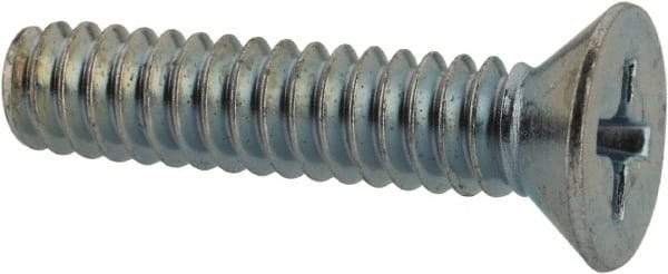 Value Collection - #10-24 UNC, 7/8" OAL Phillips Drive Machine Screw - Flat Head, Grade 2 Steel, Zinc-Plated Finish, Without Washer - USA Tool & Supply