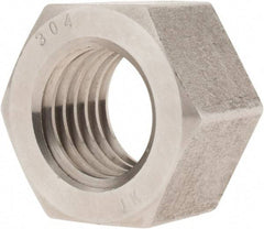 Value Collection - 1-1/8 - 7 UNC Stainless Steel Right Hand Hex Nut - 1-11/16" Across Flats, 31/32" High, Uncoated - USA Tool & Supply