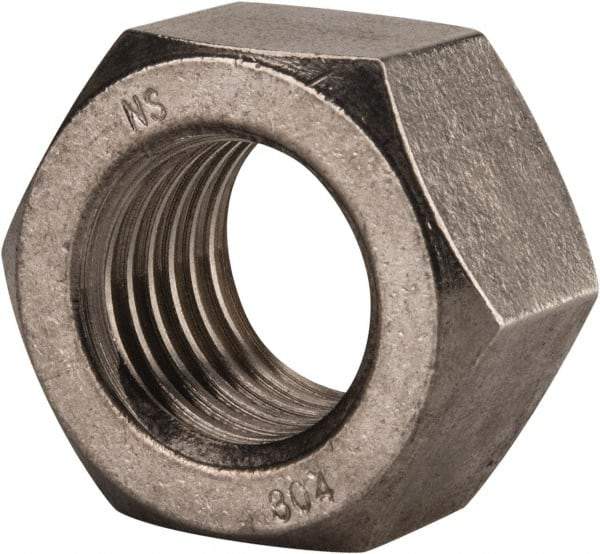 Value Collection - 1-3/8 - 6 UNC Stainless Steel Right Hand Hex Nut - 2-1/16" Across Flats, 1-11/64" High, Uncoated - USA Tool & Supply