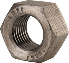 Value Collection - 1-1/2 - 6 UNC Stainless Steel Right Hand Hex Nut - 2-1/4" Across Flats, 1-9/32" High, Uncoated - USA Tool & Supply