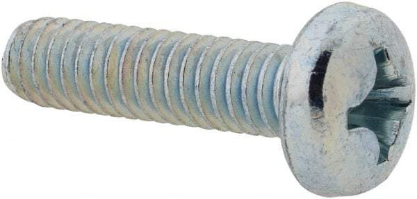 Value Collection - #12-24 UNC, 7/8" Length Under Head Phillips Drive Machine Screw - Pan Head, Grade 2 Steel, Zinc-Plated Finish, Without Washer - USA Tool & Supply
