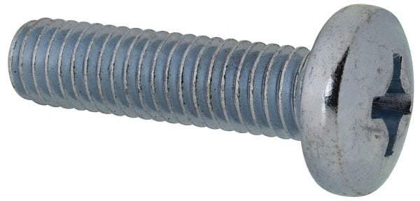 Value Collection - 3/8-16 UNC, 1-1/2" Length Under Head Phillips Drive Machine Screw - Pan Head, Grade 2 Steel, Zinc-Plated Finish, Without Washer - USA Tool & Supply