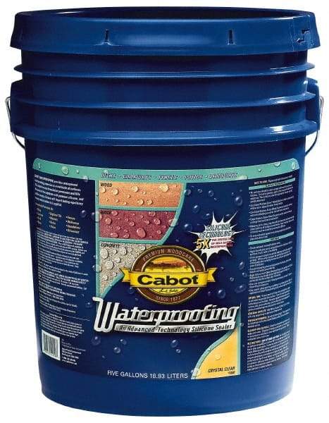 Cabot - 5 Gal Pail Clear Flat Crystal Clear Sealer - 100 to 250 Sq Ft/Gal Coverage, <100 g/L VOC Content - USA Tool & Supply