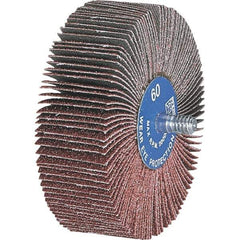 PFERD - 2-1/2" Diam x 1" Face Width, Aluminum Oxide Coated Mounted Flap Wheel - 1/4-20 Threaded Mount, 80 Grit, 23,000 Max RPM - USA Tool & Supply