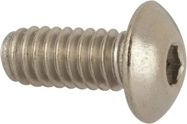 Value Collection - #8-32 UNC Hex Socket Drive, Button Screw - Grade 316 Stainless Steel, Uncoated, 3/8" Length Under Head - USA Tool & Supply
