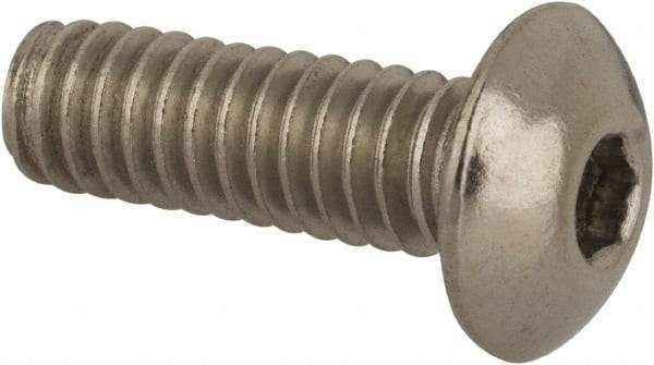 Value Collection - #8-32 UNC Hex Socket Drive, Button Screw - Grade 316 Stainless Steel, Uncoated, 1/2" Length Under Head - USA Tool & Supply