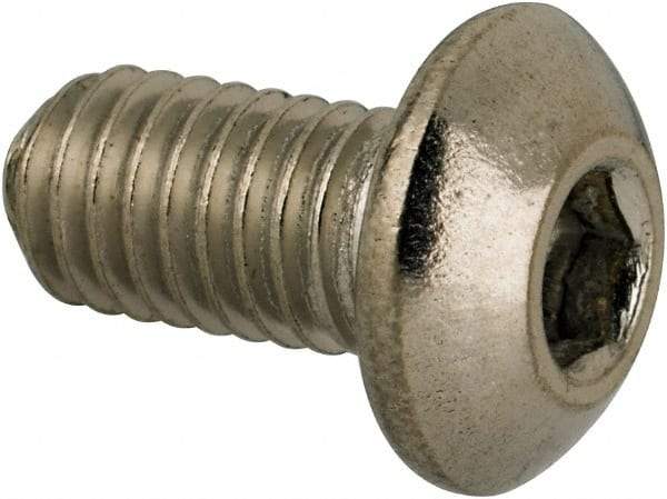 Value Collection - #10-32 UNF Hex Socket Drive, Button Screw - Grade 316 Stainless Steel, Uncoated, 3/8" Length Under Head - USA Tool & Supply