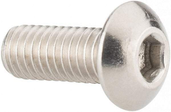Value Collection - #10-32 UNF Hex Socket Drive, Button Screw - Grade 316 Stainless Steel, Uncoated, 1/2" Length Under Head - USA Tool & Supply