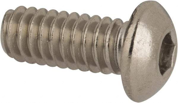 Value Collection - 1/4-20 UNC Hex Socket Drive, Button Screw - Grade 316 Stainless Steel, Uncoated, 5/8" Length Under Head - USA Tool & Supply