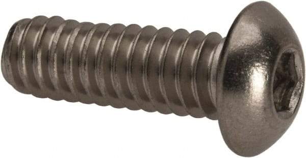 Value Collection - 1/4-20 UNC Hex Socket Drive, Button Screw - Grade 316 Stainless Steel, Uncoated, 3/4" Length Under Head - USA Tool & Supply