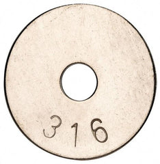 Value Collection - 5/16" Screw, Grade 316 Stainless Steel Fender Flat Washer - 0.336" ID x 1-1/2" OD, 0.069" Thick, Plain Finish - USA Tool & Supply