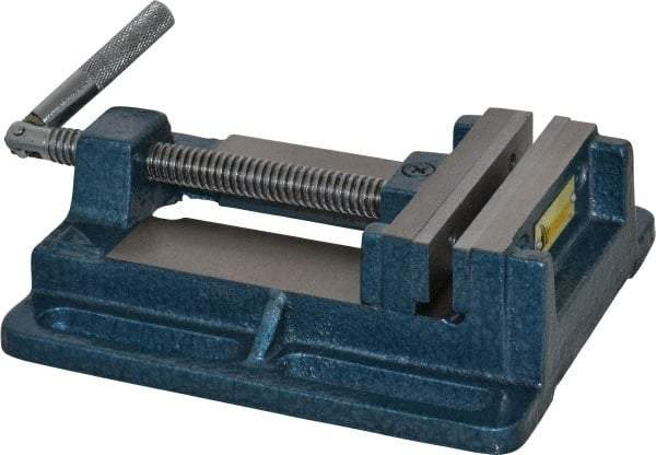 Interstate - 3-13/16" Jaw Opening Capacity x 1" Throat Depth, Horizontal Drill Press Vise - 4" Wide x 1" High Jaw, Stationary Base, Standard Speed, 8.46" OAL x 2.05" Overall Height, Cast Iron - USA Tool & Supply