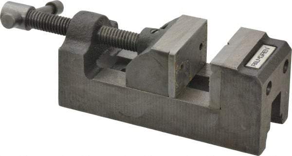 Palmgren - 1-1/2" Jaw Opening Capacity x 1" Throat Depth, Horizontal Drill Press Vise - 1-1/2" Wide Jaw, Stationary Base, Standard Speed, 5-1/8" OAL x 1-13/16" Overall Height, Cast Iron - USA Tool & Supply
