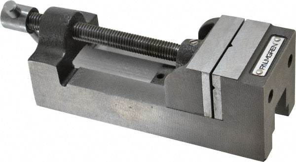 Palmgren - 2-1/2" Jaw Opening Capacity x 1-1/2" Throat Depth, Horizontal Drill Press Vise - 2-7/16" Wide Jaw, Stationary Base, Standard Speed, 7-1/4" OAL x 2-9/16" Overall Height, Cast Iron - USA Tool & Supply