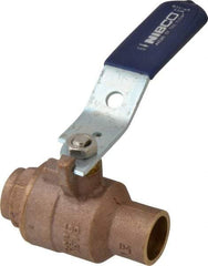 NIBCO - 3/4" Pipe, Full Port, Bronze Standard Ball Valve - 2 Piece, Inline - One Way Flow, Soldered x Soldered Ends, Lever Handle, 600 WOG, 150 WSP - USA Tool & Supply