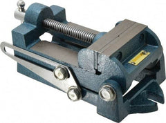 Interstate - 3-5/16" Jaw Opening Capacity x 1-1/4" Throat Depth, Angle Drill Press Vise - 3-1/2" Wide x 1.35" High Jaw, Stationary Base, Standard Speed, 9.13" OAL x 3.23" Overall Height, Cast Iron - USA Tool & Supply