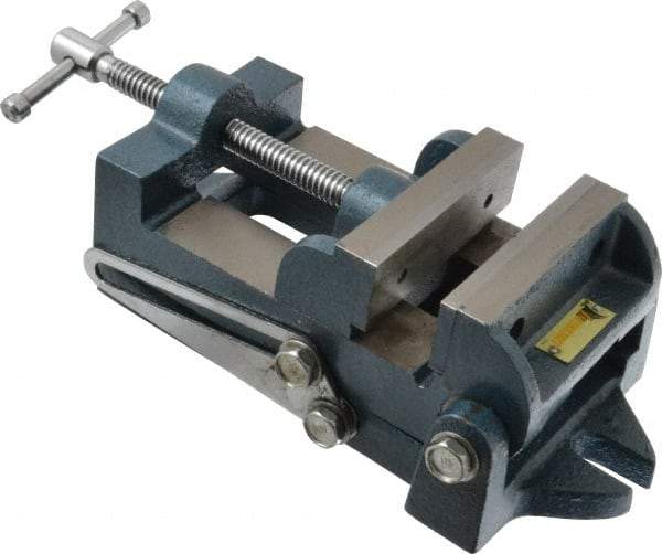 Interstate - 3-3/4" Jaw Opening Capacity x 1-3/4" Throat Depth, Angle Drill Press Vise - 4-1/2" Wide x 1.62" High Jaw, Stationary Base, Standard Speed, 10-15/16" OAL x 3.7" Overall Height, Cast Iron - USA Tool & Supply