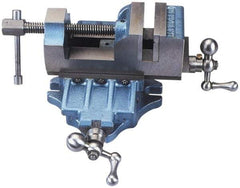 Palmgren - 3" Jaw Opening Capacity x 1-3/4" Throat Depth, Horizontal Drill Press Vise - 3" Wide Jaw, Cross Slide Base, Standard Speed, 12" OAL x 5-1/2" Overall Height, Cast Iron - USA Tool & Supply