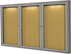 Ghent - 47.13" Wide x 36" High Enclosed Cork Bulletin Board - Natural Cork, Aluminum Frame - USA Tool & Supply