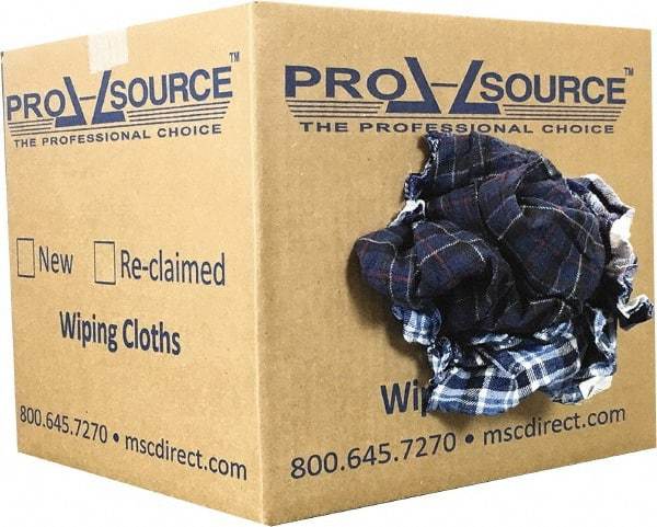 PRO-SOURCE - Reclaimed Cotton Polishing and Dust Cloths - Assorted Colors, Flannel, Low Lint, 10 Lbs. at 3 to 4 per Pound, Box - USA Tool & Supply