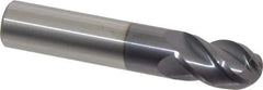 Accupro - 9/16" Diam, 7/8" LOC, 4 Flute Solid Carbide Ball End Mill - AlTiN Finish, Single End, 3" OAL, 9/16" Shank Diam, Spiral Flute - USA Tool & Supply